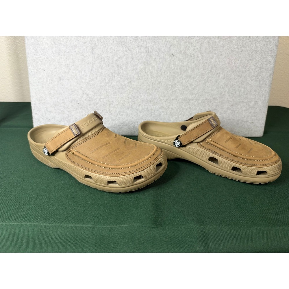 Crocs Yukon Vista II Clogs Khaki Tan Vegan Leather Men 11 Rugged Outdoor Shoes